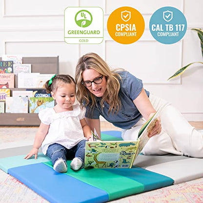 ECR4Kids SoftZone Turning Tiles Folding Activity Play Mat, 48in Square, Baby Essentials, Contemporary - color: Contemporary