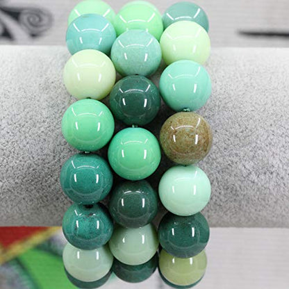 Keleny Natural Gem Semi Precious Gemstones 14mm Round Beads Crystal Stretch Bracelets 7 Inch Unisex - color: 14mm Green Chrysoprase Agate