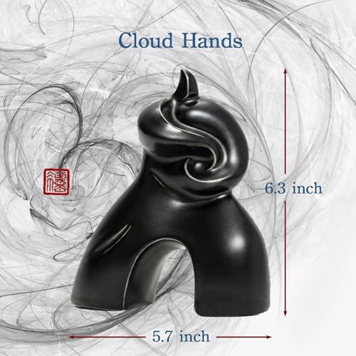 Tai Chi Motion Ceramic Sculpture - Handmade Jingdezhen Porcelain Statue, 7-Inch Abstract Yin Yang Zen Figurine for Home Office Desk Shelf Décor