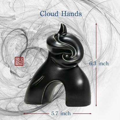 Tai Chi Motion Ceramic Sculpture - Handmade Jingdezhen Porcelain Statue, 7-Inch Abstract Yin Yang Zen Figurine for Home Office Desk Shelf Décor