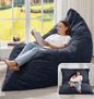 Hobestluk 3 in 1 Bean Bag Chair Giant Bean Bag Chairs for Adults with Plush Faux Fur Cover Convertible Bean Bag Floor Cushion with Machine Washable Cover for Living Room (Plush Dark Grey) - color: Charcoal Grey