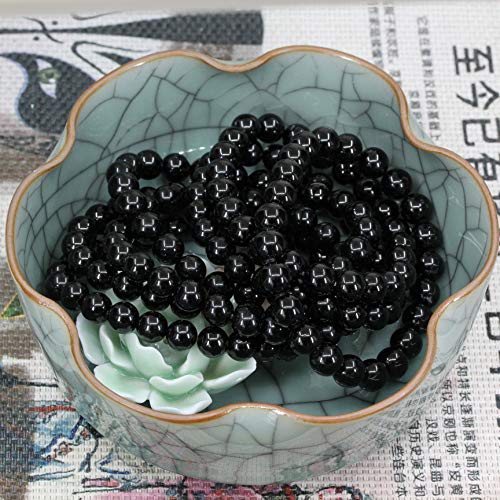 Keleny Gem Semi Precious Gemstones 8mm Natural Stone Round Beads Crystal Stretch Bracelets 7 Inch Unisex - color: 8mm Black Tourmaline