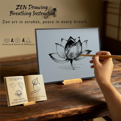 Zen Buddha Water Drawing Board with Meditation Drawing Breathing Instruction and Mini Singing Bowl, Zen Water Painting Set for Relaxing, Mindfulness Practice, Unique Gifts for Men and Women