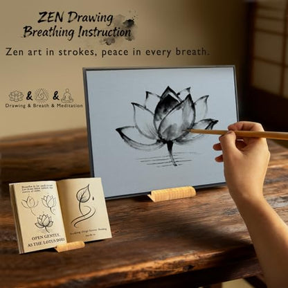 Zen Buddha Water Drawing Board with Meditation Drawing Breathing Instruction and Mini Singing Bowl, Zen Water Painting Set for Relaxing, Mindfulness Practice, Unique Gifts for Men and Women