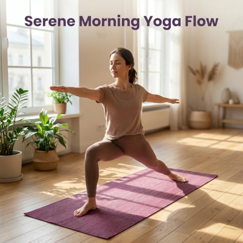 LFH Home Handmade Cotton Yoga Mat Cotton Rug picnic mat For Exercise, Workout, Fitness - Perfect Heavy Quality Eco Friendly Natural Cotton Woven Reversible Yoga Mats for Men & Women - 72x26 Inch. - color: Violet
