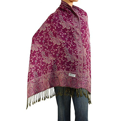 Falari Women's Reversible Paisley Pashmina Shawl Wrap Scarf For Evening Dresses Festivals Any Occasions All Seasons 80"x27" - color: Style 1 - Violet