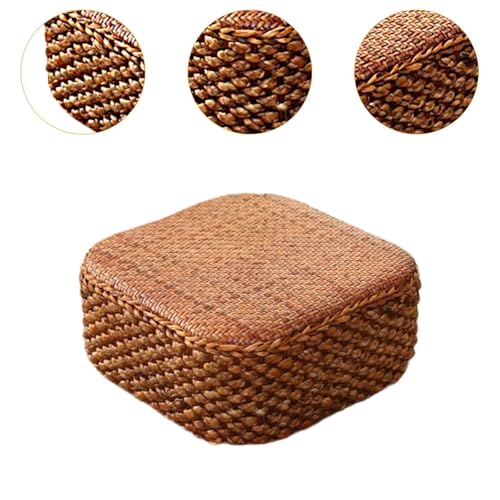 Rattan Cushion for Floor Seating, Meditation Pad for and Relaxation, Dark Square Stool - color: Dark Square Stool