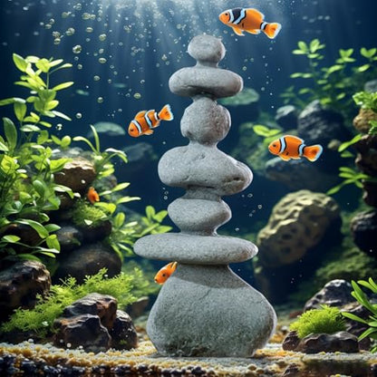 7-Stone Mini Stacked Zen Rock Stone Decor,Handmade Rocks Statues Japanese Garden Decor, Fish Tank Aquarium Decorations,Micro Landscape Decor (7-Stone) - size: 7-Stone