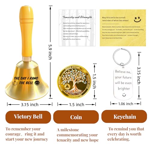 Cancer Bell Survivor Gifts for Man and Women– End of Chemo and Radiotherapy, Ring the Bell Ceremony Gifts, Cancer Survivor Recovery Milestone Celebration Gift, Encouragement Present - color: Silver Smiling Face Suit
