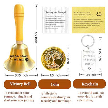 Cancer Bell Survivor Gifts for Man and Women– End of Chemo and Radiotherapy, Ring the Bell Ceremony Gifts, Cancer Survivor Recovery Milestone Celebration Gift, Encouragement Present - color: Silver Smiling Face Suit