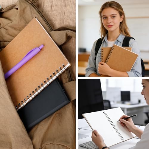 10 Pack Spiral Notebooks Blank, A5 Softcover Cover Unlined Notebook for Writing Drawing Sketch, Blank Journal with 50 Sheets 100 Pages, 8.3 x 5.8 Inch(Brown)