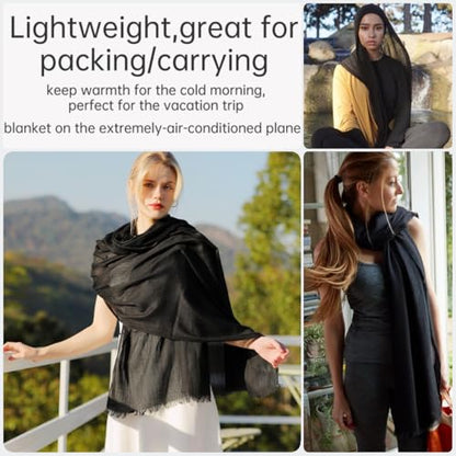 Harewom Lightweight Gauze Linen Feeling Shawl Wraps for Women Beach Summer Scarf for Evening Wedding Dresses - color: Shawl Wraps - Black