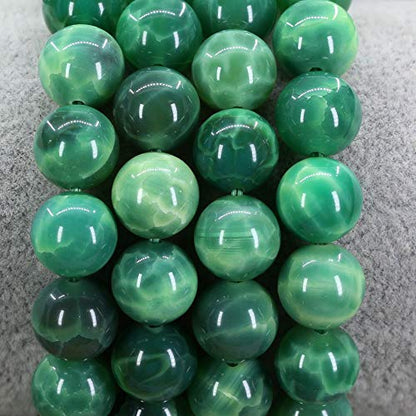 Keleny Fashion Crystal Man Women Stretch Bracelet 10mm Round Beads Rock Jasper 7 Inch Unisex - color: Green Chalcedony
