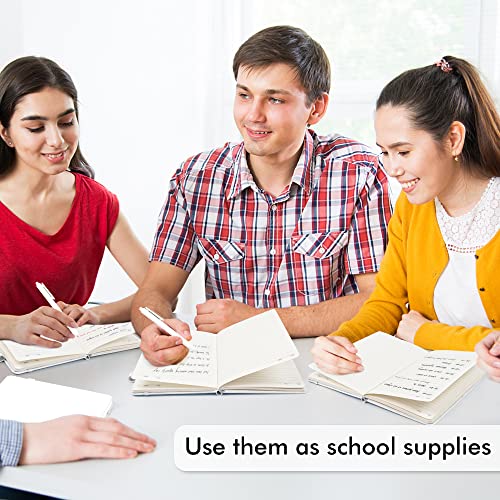 feela College Ruled Notebooks, 24 Pack Business Notebook Hardcover Lined Writing Journal with Pen Holder for Men Women Note Taking, with 24 Black Pens, 120 GSM, 5.1”x8.3”, A5, White - color: 24 White