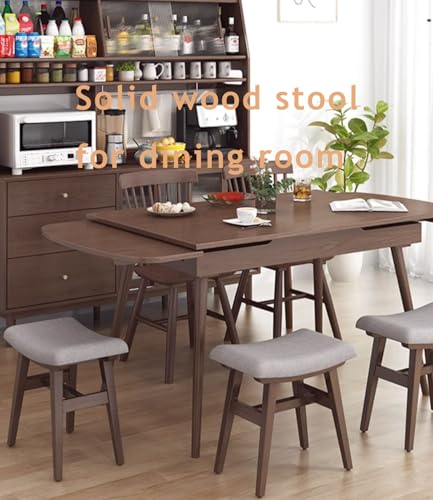 AnywaysWood Wooden Vanity Stool, Makeup Small Bench Seat Solid Wood with Upholstery Saddle Seat Stools Concave Ergonomic Chair Easy to Install for Bedroom Wooden Vanity Chair, Wooden Stool 16" Wide