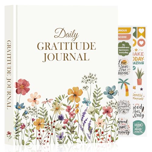 Lanpn Daily Gratitude Journal for Woman Men, 4 Month Affirmation & Mindfulness Planner, 7.8"x9.2" The 5 Minute Grateful Guided Diary, Undated Reflection Notebook with Positivity Prompts & Quotes - color: Floral