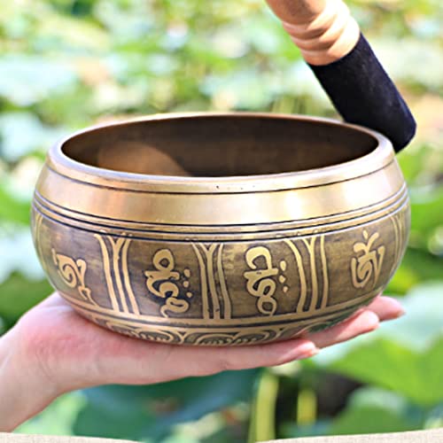 Copper Bowl Tibetan Singing Bowl Meditation Singing Bowl Tibetan Bowl Sound Therapy Bowl Buddha Sound Bowl Copper Chime Zen Ornament Bowl,12.5CM - size: 12.5CM