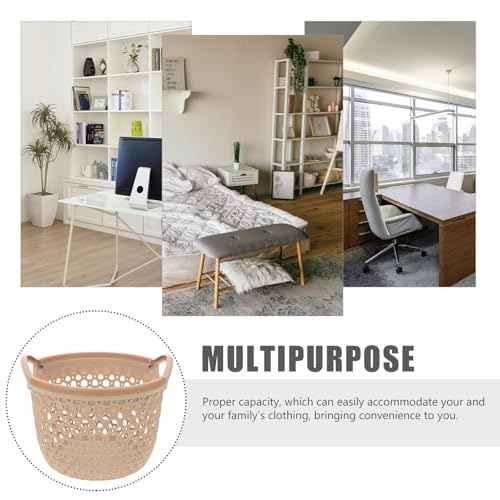 PRETYZOOM Waterproof Woven Storage Basket with Handle Multi-Use Organizer for Bedroom Bathroom Living Room Large Capacity Sundries Organizer Compact 7.67X7.67X5.51 Inch Laundry and Cosmetics Storage