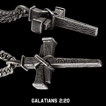 Hero Company Cross Necklace for Men - ‘Nailed to the Cross Galatians 2:20' Stainless Steel Christian Necklace for Father's Day - Helps Pair Veterans with a Service Dog