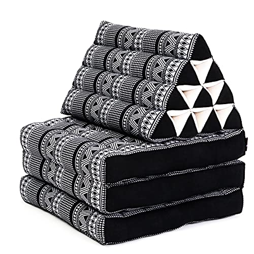Leewadee Floor Mattress with Triangle Cushion, Floor Chair with Back Support, Recliner Reading and Sleeper Chair, Meditation Cushion, Comfy Living Room Furniture, Floor Cushion, Black - color: Cbt3 - Black, size: 3 seating segments