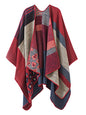 Urban CoCo Women's Color Block Shawl Wrap Open Front Poncho Cape - color: Series 2-red