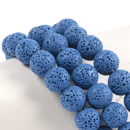 Justinstones Gem Semi Precious Gemstone 10mm Round Beads Stretch Bracelet 7 Inch Unisex - color: Dyed Blue Lava