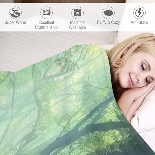 Woman Meditation Jungle Green Ultra Soft Flannel Fleece Bed Blankets Lightweight Cozy Throw Blanket Room Decor for Couch Chair Bedroom Adults Bedding Cozy Blanket Outdoor Travel Blankets 50"x6 - size: 60L" x 50W"