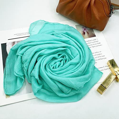 Women's Cotton Scarves Lady Light Soft Fashion Solid Scarf Wrap Shawl - color: Turquoise