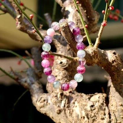 Natural Handmade Healing Chakra Bracelet - color: 10mm-Fluorite-FOR 7-8 INCH WRIST