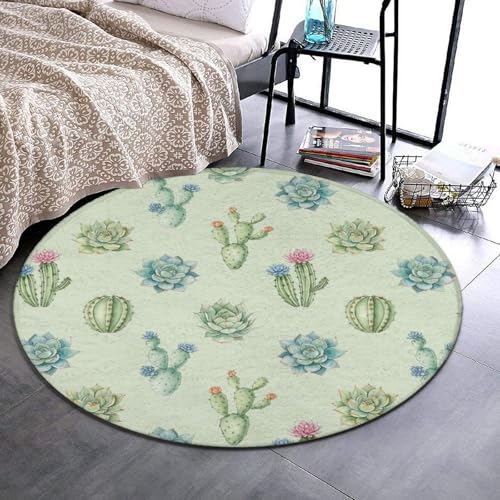 Modern Round Area Rug, Non-Slip Machine Washable Kitchen Office Circle Rug, Room Sofa Yoga Soft Round Carpet Compatible with Cactus and Succulents 24inch(60cm) - color: Color761, size: 24inch(60cm)