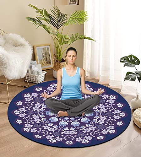 Round Meditation Pilates Yoga Mat Luxury Suede Large Yoga Mat Natural Rubber Non-Slip Base is ery Suitable for Meditation, Stretching, Yoga Environmental Protection, Fitness Exercise, Home and Outdoor. 140CM Diameter - color: Black