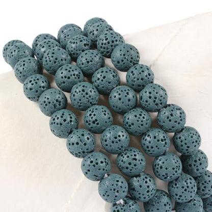 Justinstones Gem Semi Precious Gemstone 8mm Round Beads Stretch Bracelet 7 Inch Unisex - color: Dyed Dark Green Lava