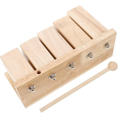 5 Tone Wood Percussion Block with Hammer Maple Rhythm Block Instrument Hand Polished Clear Sound Design for Orff Instruments Yoga Meditation Music Therapy and Rhythm Practice Use