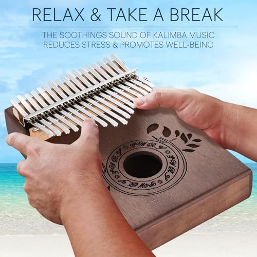 UNOKKI 17-Key Kalimba Thumb Piano - Portable Mahogany Percussion Mbira Instrument - Beginner Tuning Set, Music Instruments for Kids Gifts - Dark Brown - color: Dark Brown