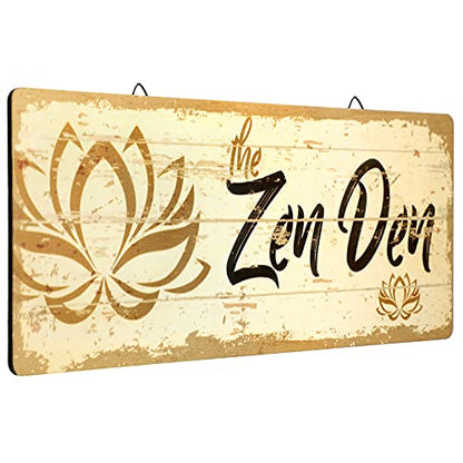 The Zen Den Lotus Wood Sign 15.75 x 5.9 Inch Lotus Yoga Wooden Hanging Wall Sign with Hooks Meditation Home Decor for Yoga Studio Bathroom Bedroom Spiritual Room Decoration(Light Yellow)