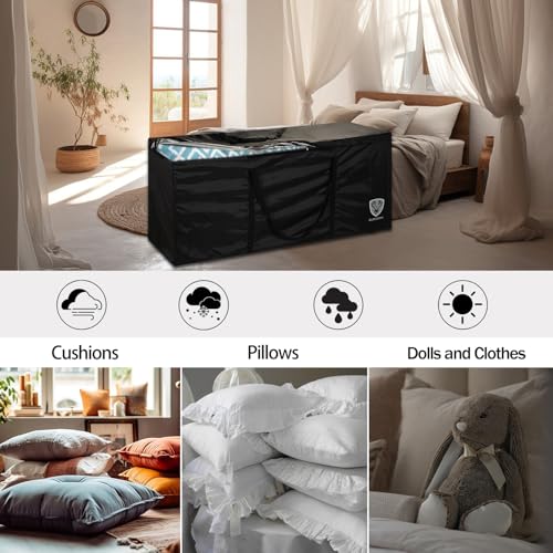 Outdoor Cushion Storage Bag Waterproof Square Large Patio Storage Bags with Zipper for Outdoor Furniture Cushion, 68 x30 x20IN - size: 68x30x20IN