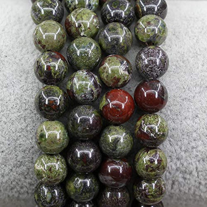 Amandastone Natural Gemstone 8mm Round Beads Stretch Bracelet 7 Inch - color: Dragon Blood Jasper