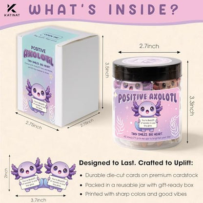 Positive Axolotl Jar – Cute Axolotl Gifts for Teens, Tweens, Daughter, Students – Back to School Gift for Kids, Granddaughter, Niece – Gifts for Teenage Girls, Tween Girls Trendy Stuff - color: Positive Axolotl