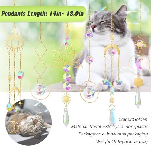 ilclviz Suncatcher Crystal Hanging Sun Catcher Prism with Chain Pendant Ornament Crystal Balls for Window - color: Gold C