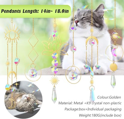 ilclviz Suncatcher Crystal Hanging Sun Catcher Prism with Chain Pendant Ornament Crystal Balls for Window - color: Gold C