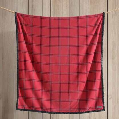 Eddie Bauer - Throw Blanket, Soft & Reversible Cotton Flannel Bedding, Throw Blanket for Couch or Bed (Kettle Falls Red/Black, 50" x 60")