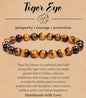 BOMAIL Natural Stone Bracelet for Women Men - 8MM Semi-Precious Gemstone Beaded Bracelet Healing Crystal Stretch Bracelet Yoga Bracelets Jewelry - color: Tiger Eye Stone