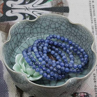 Keleny Blue Kyanite Crystal 6mm Round Beads Rock Yoga Stretch Bracelet 7 Inch Unisex