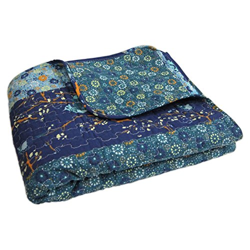 Lush Decor Royal Empire Reversible Cotton Throw Blanket, 50" W x 60" L, Peacock - Throw Blankets for Bed - Couch Blanket - Boho Throw Blanket for Couch - color: Peacock