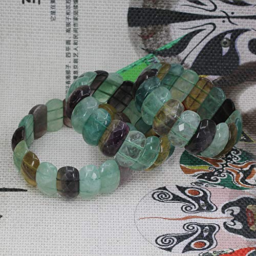 Keleny Semi Precious Gemstones 25mm Half Moon Shape Faceted Beads Crystal Rock Stretch Bracelets 7.5 Inch