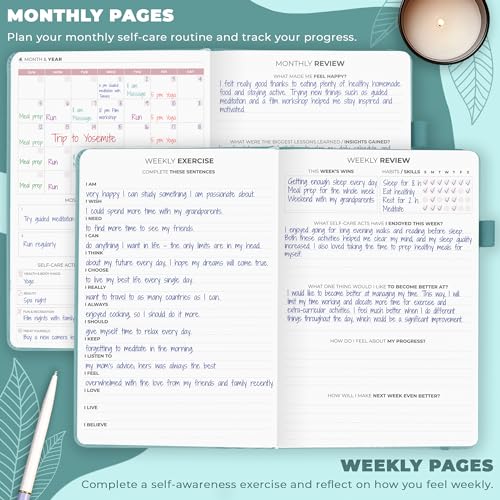 Clever Fox Self-Care Journal – Daily Reflection Notebook – Mental Health & Personal Development Planner, Meditation & Mood Log, A5 (Blue Surf) - color: Blue Surf, size: A5 (5.8'' x 8.3'')