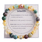 KSQS Healing Stone Bead Bracelet for Women, Natural Gemstones Balance Protection Bracelet, Spiritual Crystal Beads Bracelet Anxiety Relief with Meaning Card - style: Wealth