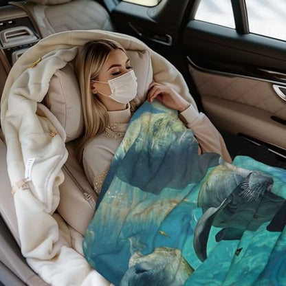 West Indian Sea Animals Prints Throw Blanket (320g Flannel) Anti-Pilling Warm Fuzzy Blankets for Bed Sofa Couch Travel 40x30 Inch - color: West Indian Sea Animals, size: 40x30 Inch