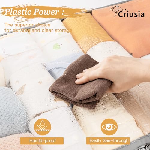Criusia Under Bed Storage Bins with Clear PVC Lids – 2 Pack Large Underbed Organizers with Heavy-Duty Handles, Reinforced with 800G PP Panels & 80G Non-Woven Fabric – Waterproof & Foldable, Gery - color: 2 Pack Gery