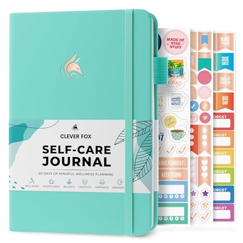 Clever Fox Self-Care Journal – Daily Reflection Notebook – Mental Health & Personal Development Planner, Meditation & Mood Log, A5 (Turquoise) - color: Turquoise, size: A5 (5.8'' x 8.3'')